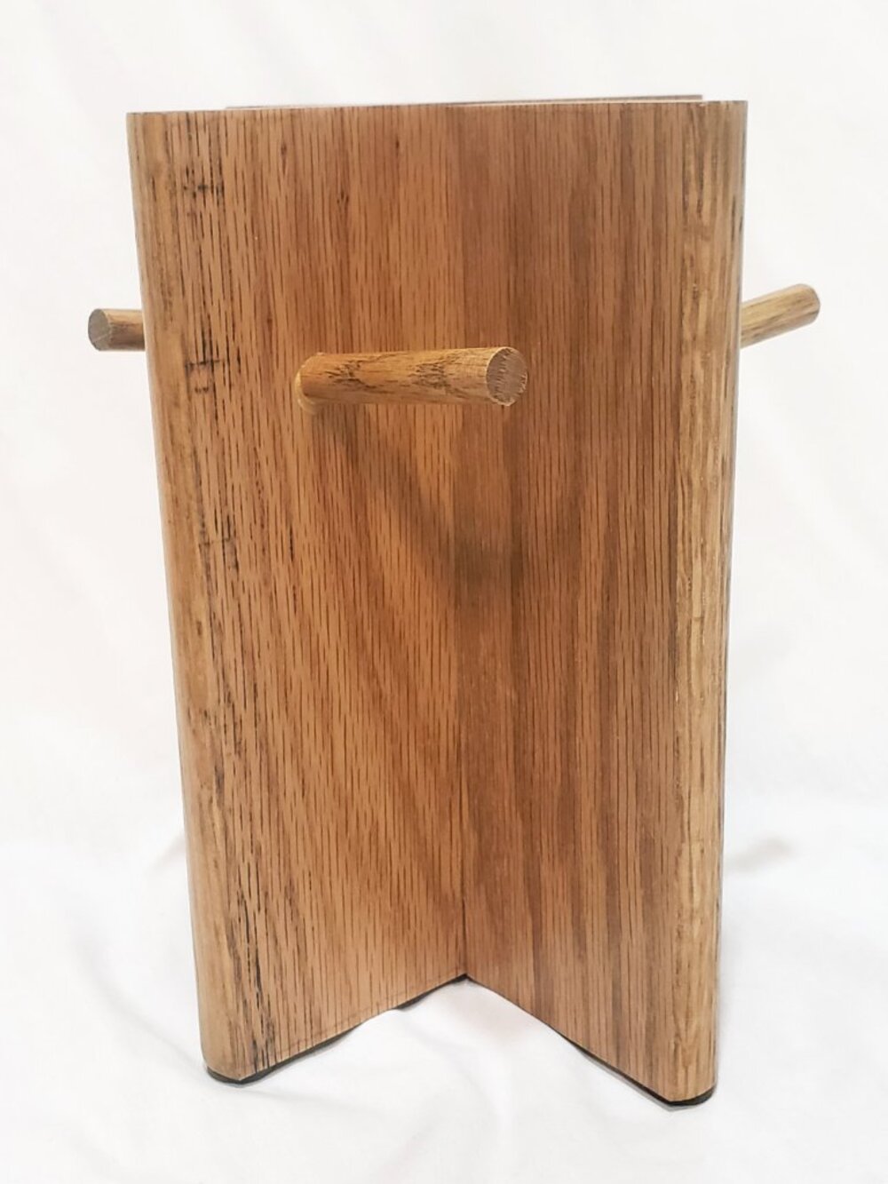 Vintage Oak Coffee Mug Holder Creative Circle #8037 Brown Wood Four Mugs Taiwan